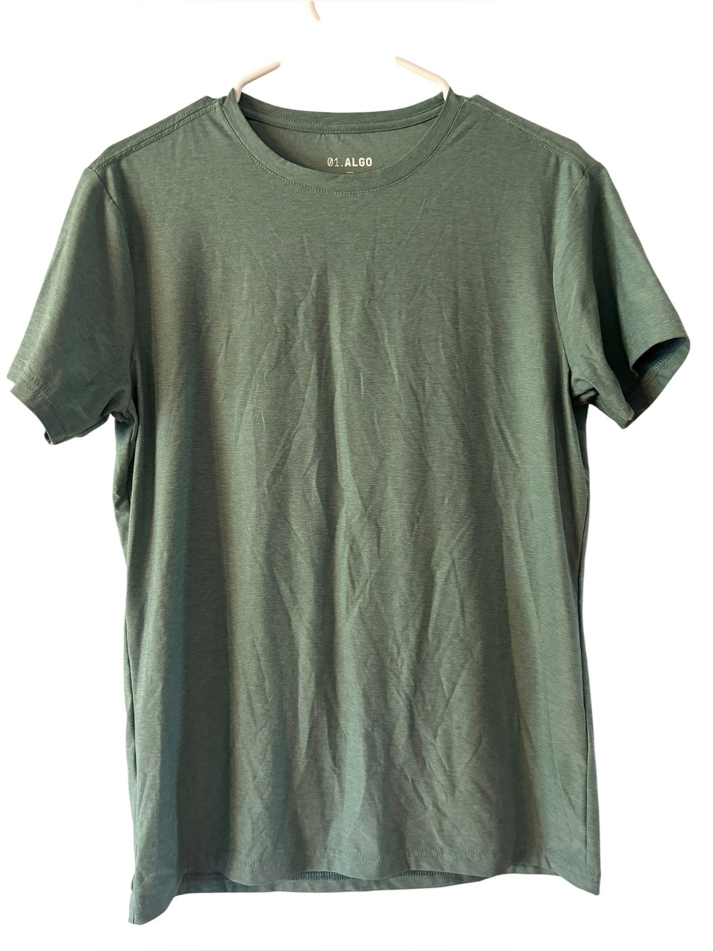 01.Algo Men's Classic Crewneck Green Performance Moisture Wicking Shirt Size S